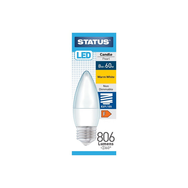 Status Energy-Efficient LED Candle Bulb | 8W, Warm White, E27/ES Base