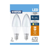 Status Energy-Efficient LED Candle Bulbs | 8W, Warm White | Pack of 2