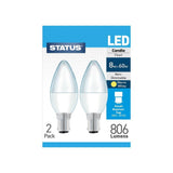 Status Energy-Efficient LED Candle Bulbs | 8W, Warm White | Pack of 2