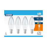 Status Energy-Efficient LED Candle Bulbs | 5W, 470 Lumens, Warm White, SES/E14 | Pack of 4