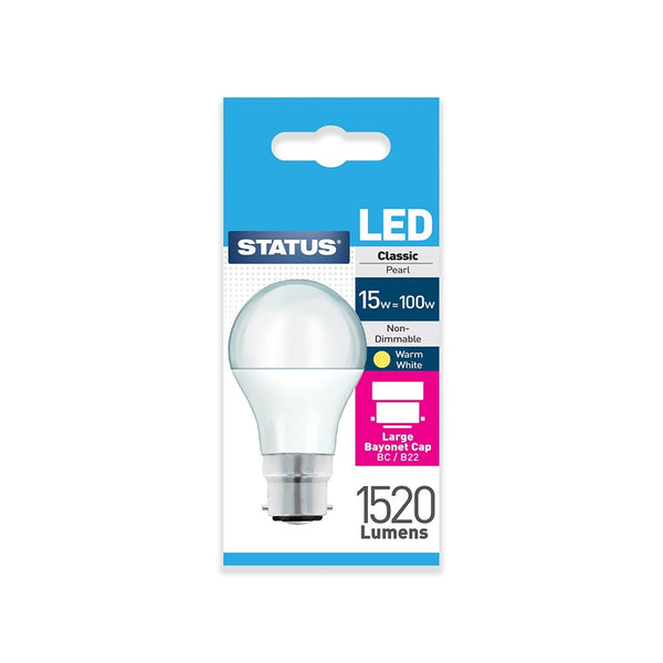 Status Energy Efficient LED A60 GLS Bulb | 15W, 1520 Lumens, Warm White