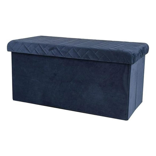 Urban Living Velvet Blue Storage Bench | Quilted Pattern, Foldable, Ample Internal Storage
