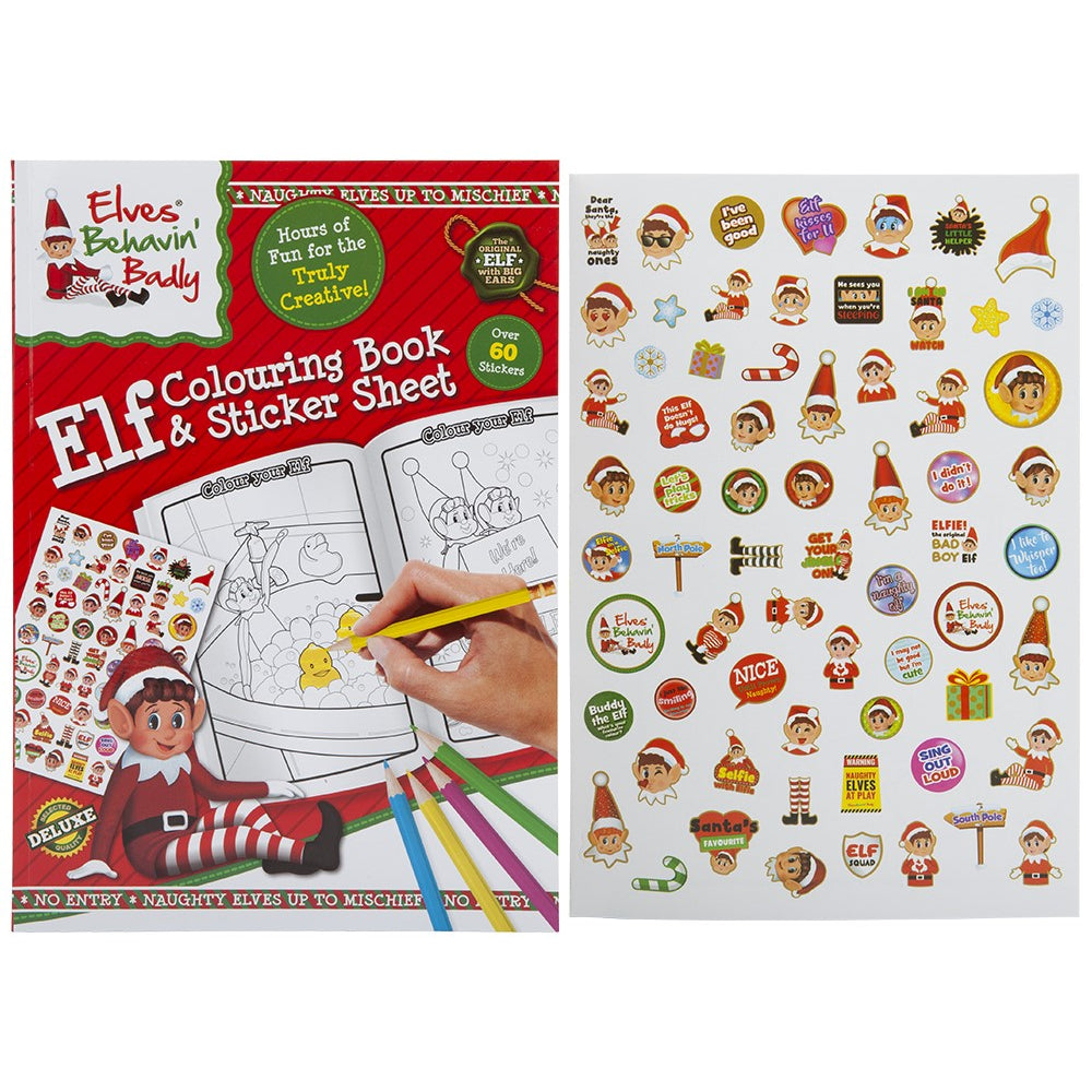 Christmas Extra Large Elf Colouring Book with Stickers | Over 60 Stickers