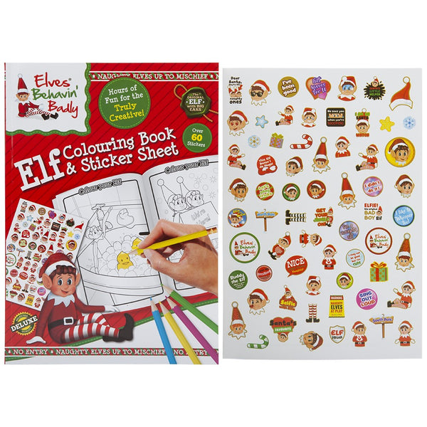Christmas Extra Large Elf Colouring Book with Stickers | Over 60 Stickers