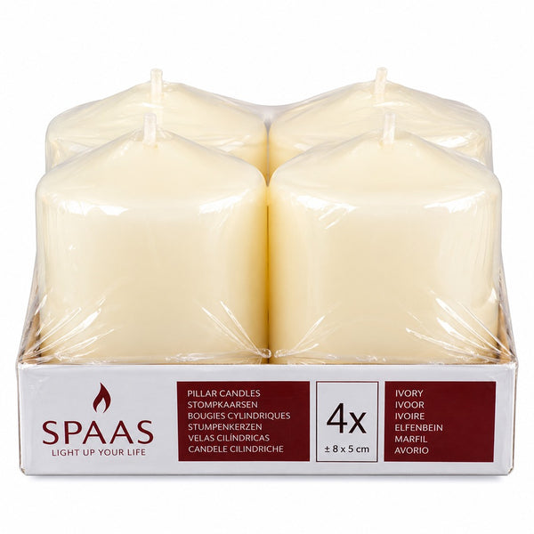 SpaaS Pillar Candles - Ivory - 4 Pack