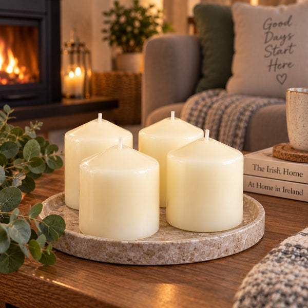 SpaaS Pillar Candles - Ivory - 4 Pack