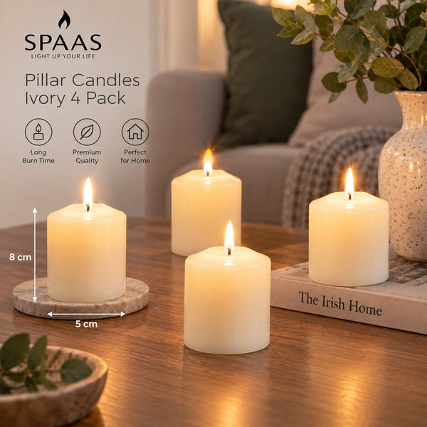 SpaaS Pillar Candles - Ivory - 4 Pack