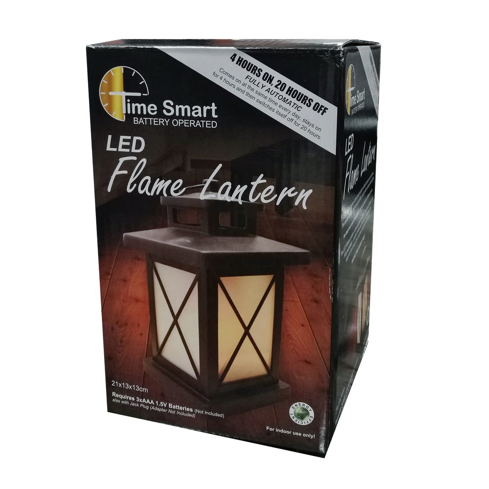 Christmas LED Flame Lantern with Timer | 18.5cm Height Indoor & Outdoor