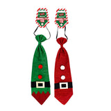 Christmas Glitter Novelty Tie with Elf Belt Motif | Pre-Tied, Adjustable Strap