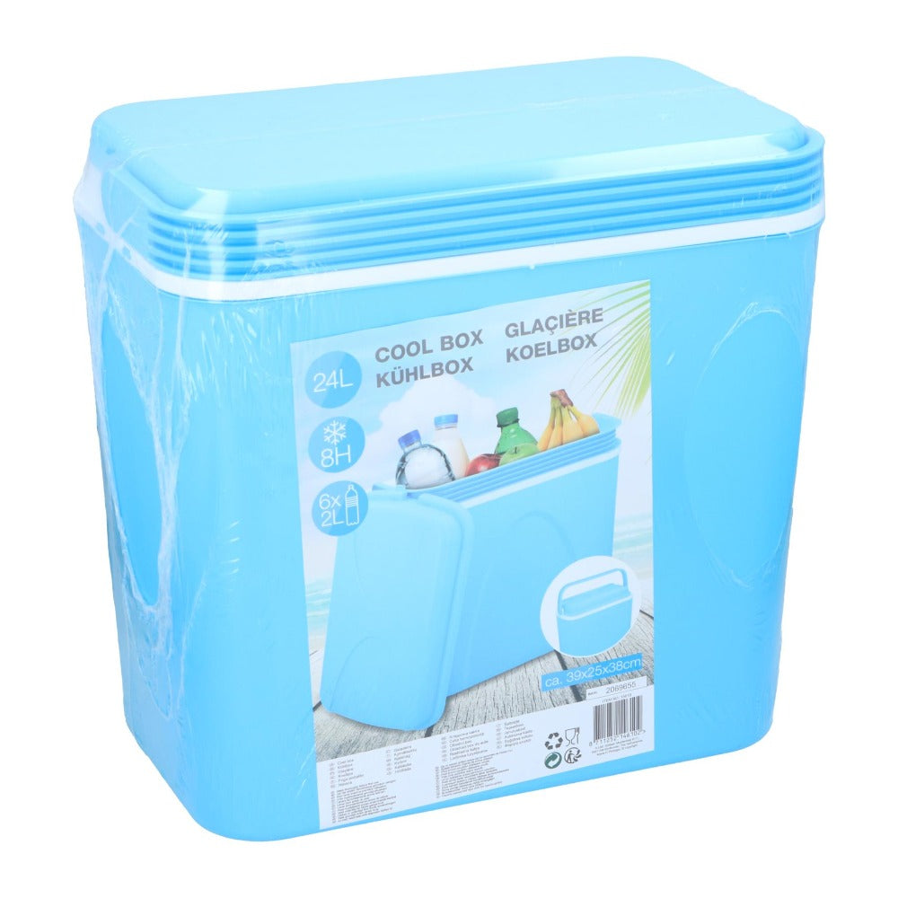 Blue Portable Cooler Box | 24L, Keeps Cool up to 8 Hours, Holds 6 x 2L Bottles