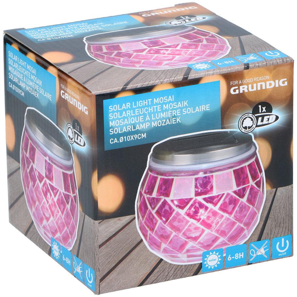 Grundig Solar LED Mosaic Ball Light | Assorted Colour | 10 x 9cm