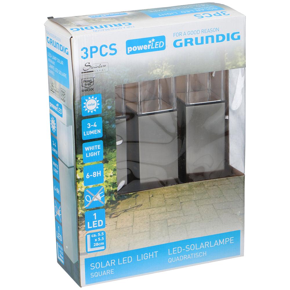 Grundig Solar LED Stainless Steel Solar Lamps | Set of 3 - Choice Stores