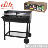 Elite BBQ Grill on Wheels | Dual Adjustable Grates | 100 x 47 x 94 cm