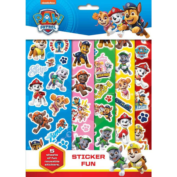 Paw Patrol Character Stickers | Five Reusable Sheets, Easy Peel