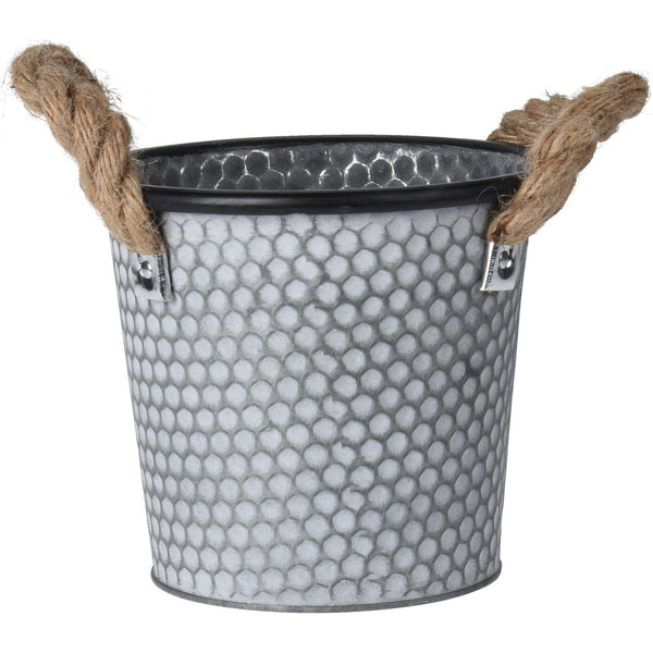 Small Zinc Embossed Indoor Plant Pot | Decorative Metal Planter