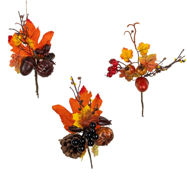 Florelle Autumn Fruit Pick | Artificial Leaves & Pinecones