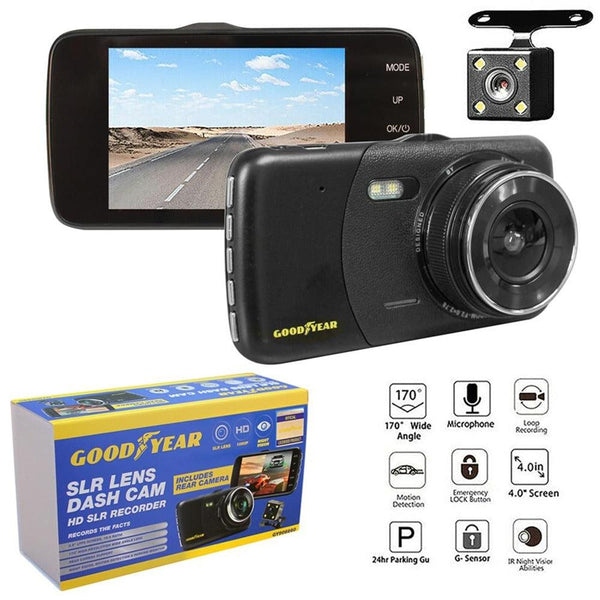 Goodyear Dash Cam with Reverse Camera | Night Vision & Motion Detection