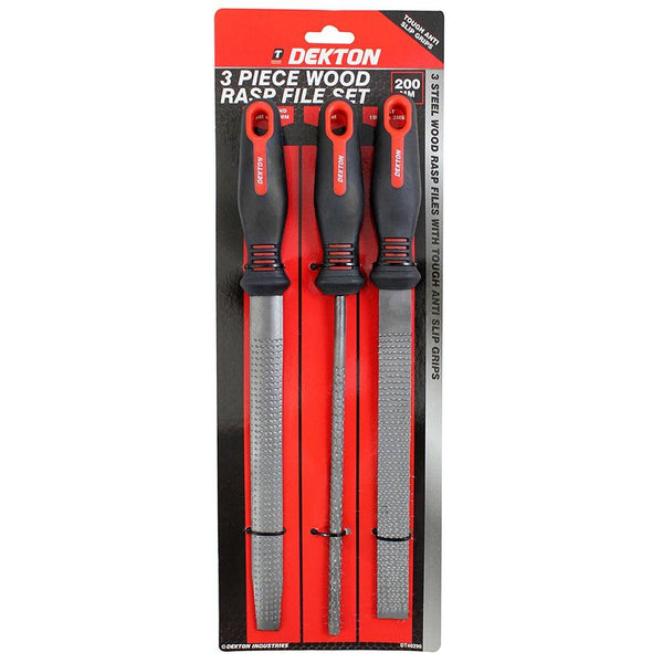 Dekton High-Quality Steel 3pc Wood File Set | Ergonomic Non-Slip Handles