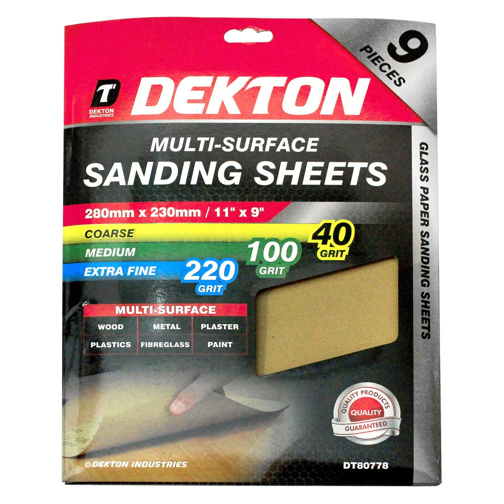 Dekton Sanding Sheets - 9 Pack - Assorted Grit