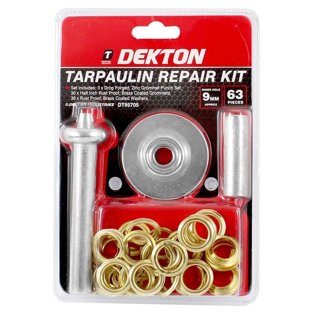 Dekton Comprehensive Tarpaulin Repair Kit | 63-Piece, Zinc and Brass Components