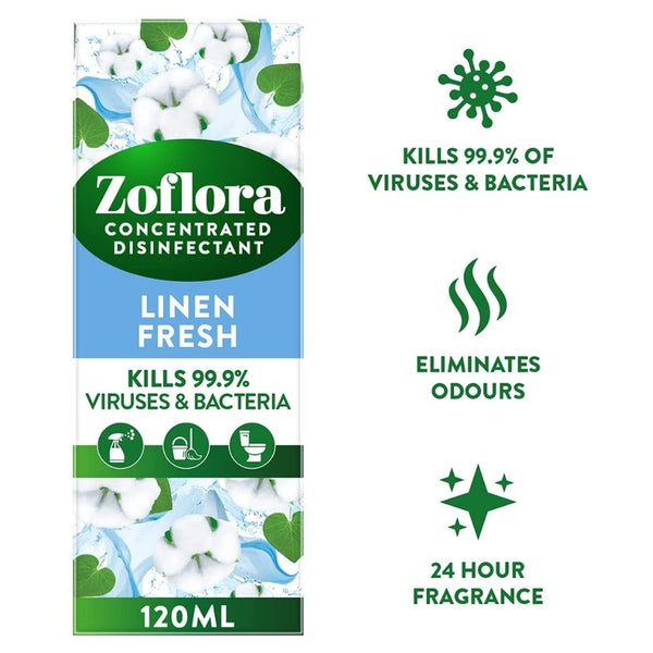 Zoflora Antibacterial Disinfectant 120ml Linen