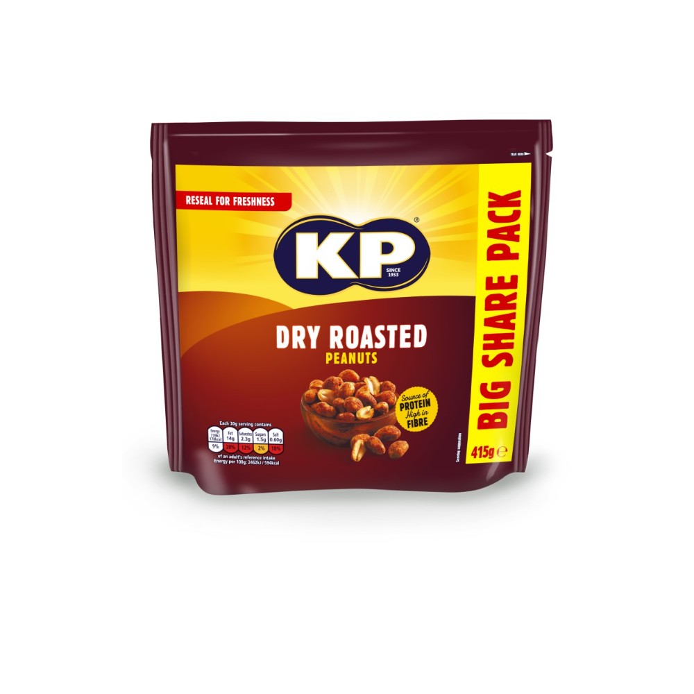 KP Dry Roasted Nuts | Resealable Pouch, Source of Protein, High in Fibre, 415g