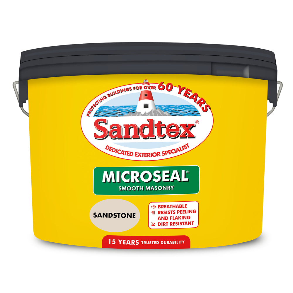 Sandtex Microseal Smooth Exterior Sandstone Masonry Paint | 10L, 15 Year