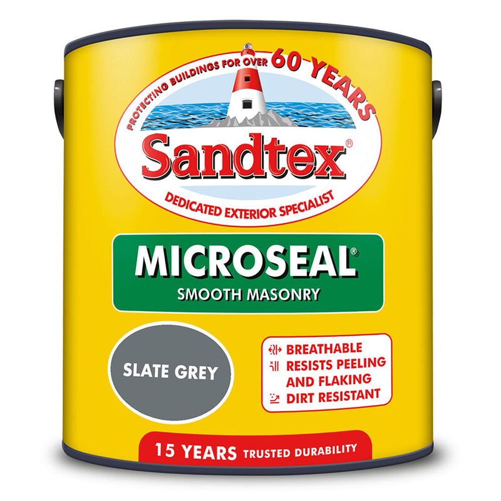 Sandtex Slate Grey Smooth Masonry Paint | 2.5L, 15 Year Durability