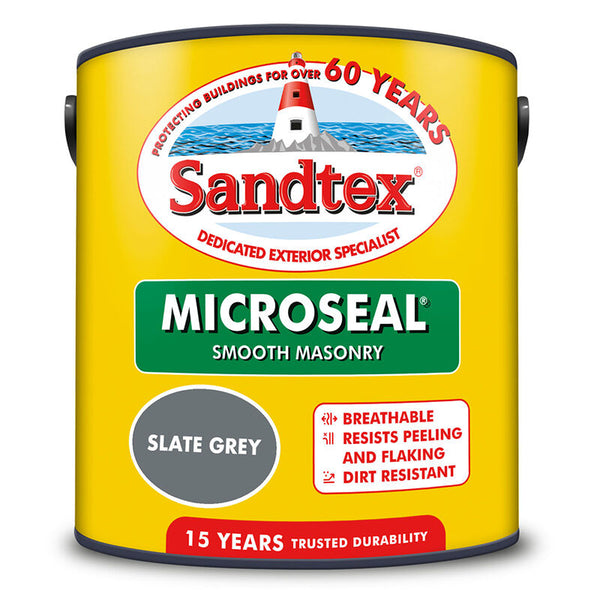 Sandtex Slate Grey Smooth Masonry Paint | 2.5L, 15 Year Durability