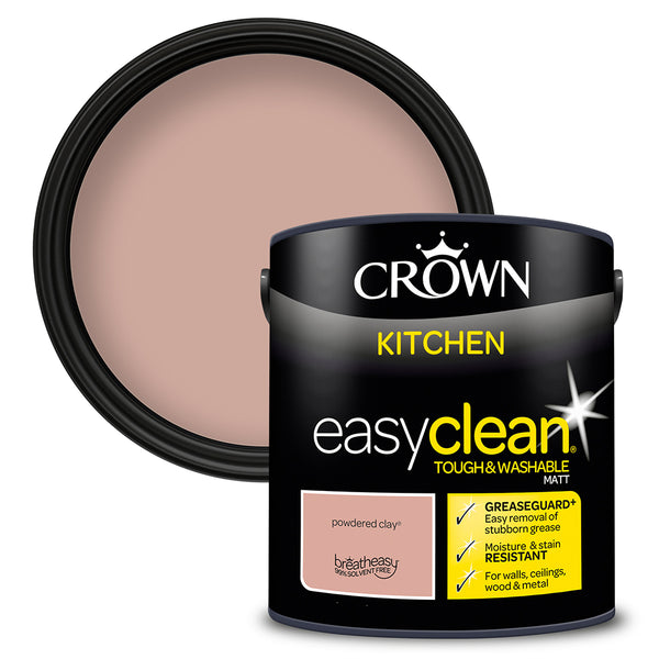 Crown Paint Easyclean Kitchen Matt Paint Powdered Clay | 2.5L, Grease Resistant