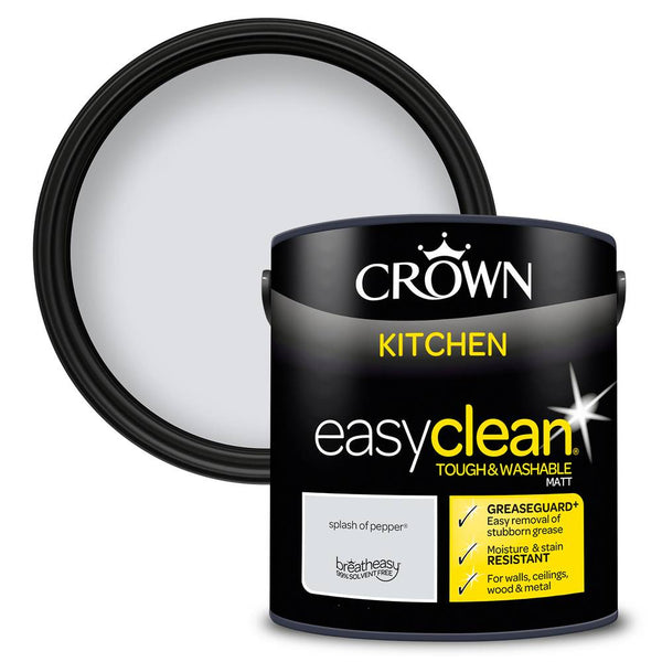 Crown Paint Easyclean Kitchen Splash of Pepper Paint | 2.5L, Washable Matt