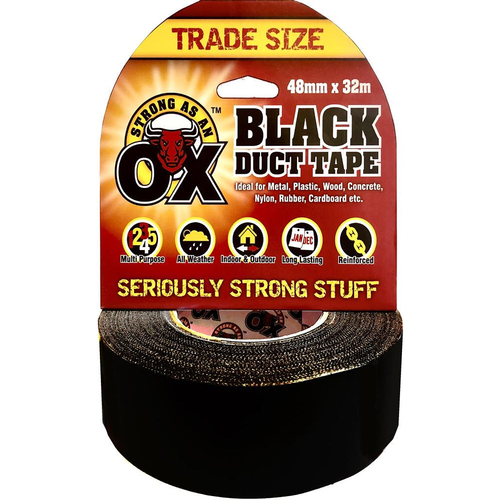 Strong as an Ox Trade Size Black Duct Tape | 48mm x 32m
