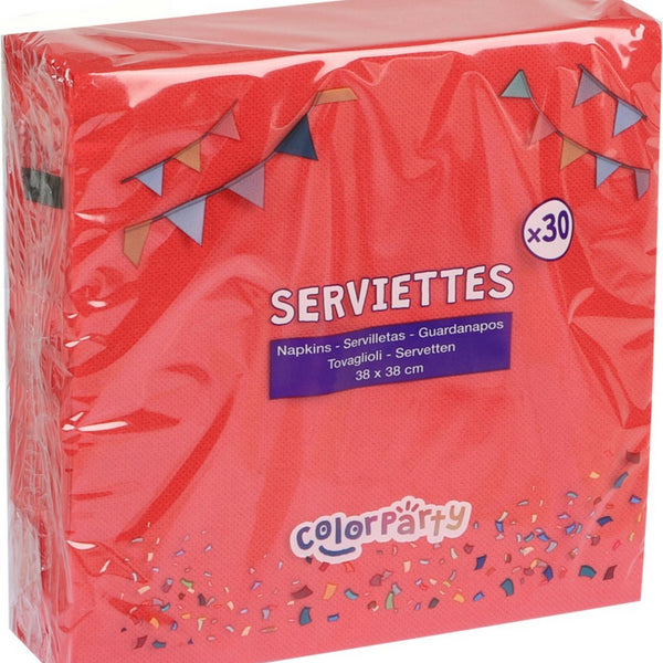 Colorparty Festive Red Paper Napkins | 30pc Set | 38 x 38 cm