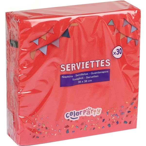 Colorparty Festive Red Paper Napkins - 30pc Set - 38 x 38 cm