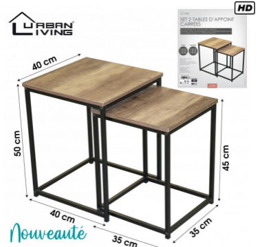 Urban Living Joya S/2 Nesting Side Tables | 40cm x 40cm x 50cm and 35cm x 35cm x 45cm