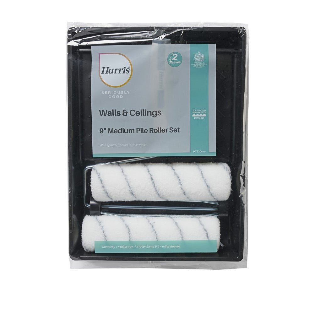 Harris Seriously Good Walls and Ceilings Paint Roller Set | 9in, Twin Sleeve