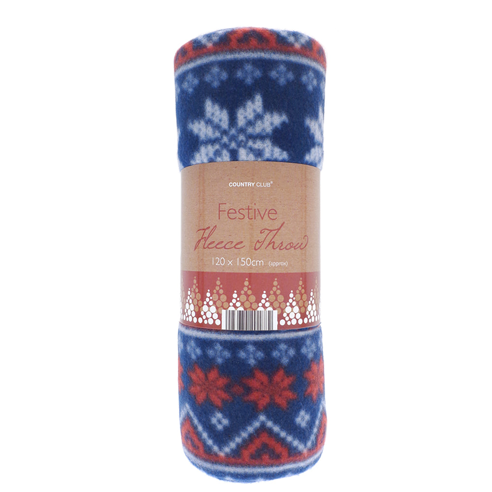 Country Club Fairisle Fleece Throw - 120 x 150cm - Festive