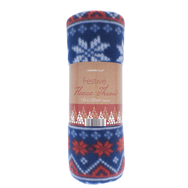 Country Club Fairisle Fleece Throw Blanket | 120 x 150 cm, Festive