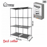 Urban Living Black Shelving Unit | 6 Open Shelves | H104cm x W68.5cm x D34.5cm