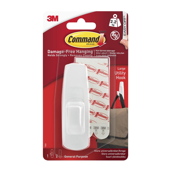 Command Large Utility Hook | Supports up to 2.2 kg, Damage-Free Hanging