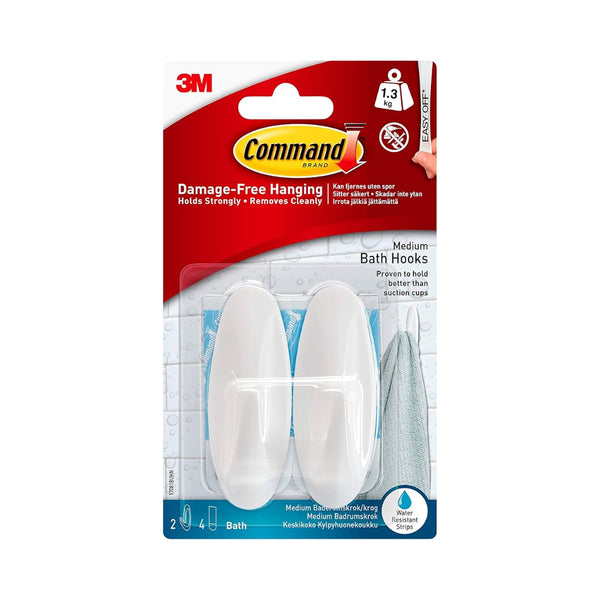 Command Medium Bath Hooks - Medium Bathroom Wall Hanging Hooks