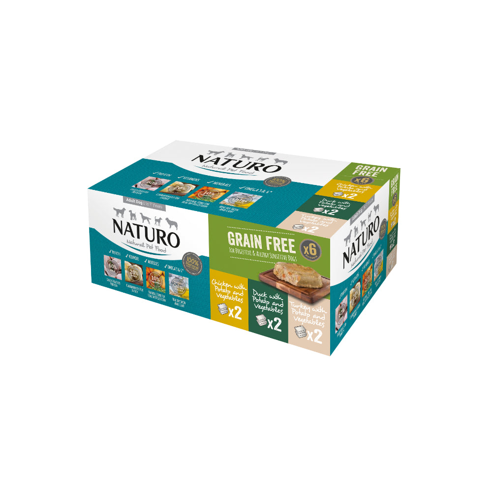 Naturo Grain Free Adult Dog Food Variety Pack | 6 x 400g, 2.4kg