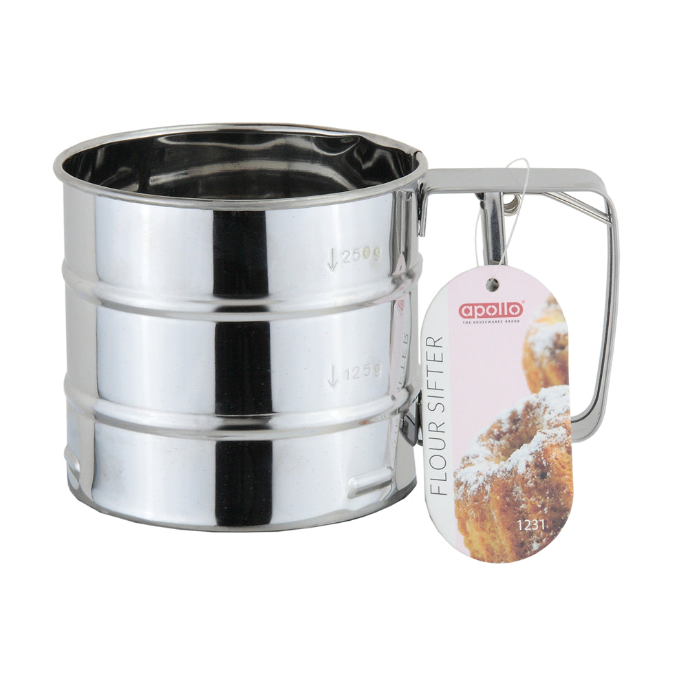 Apollo One-Handed Squeeze Handle Flour Sifter | 125 g/250 g, Agitator