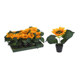 Realistic Artificial Sunflower in Pot Floral Décor | Yellow, Black Pot