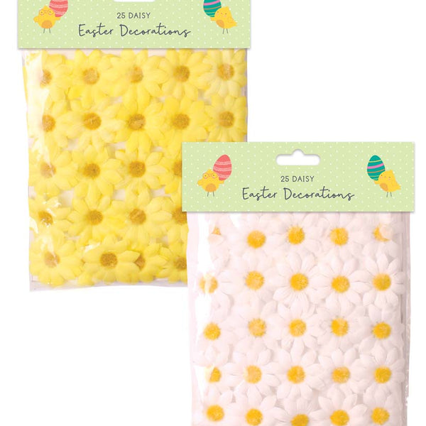 Tallon Easter Daisy Decorations | Pack of 25, Yellow and White, Assorted Designs