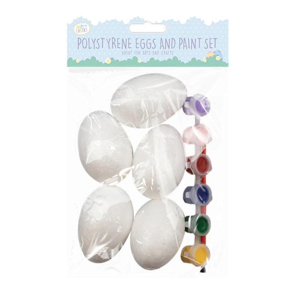 Hoppy Easter Lightweight Polystyrene Eggs & Paint Set | Encourages Creativity and Fine Motor Skills