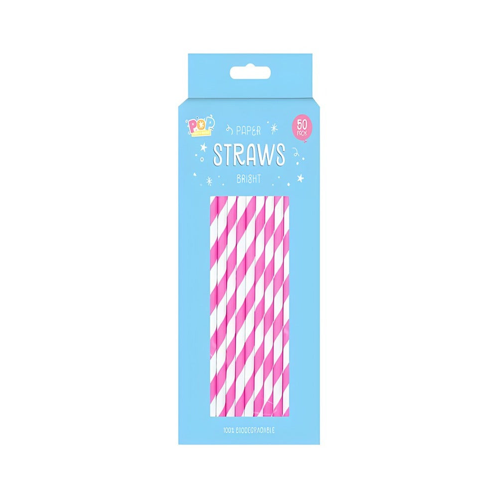 Bright Candy Stripe Paper Drinking Straws | Assorted Colours, Pack of 60