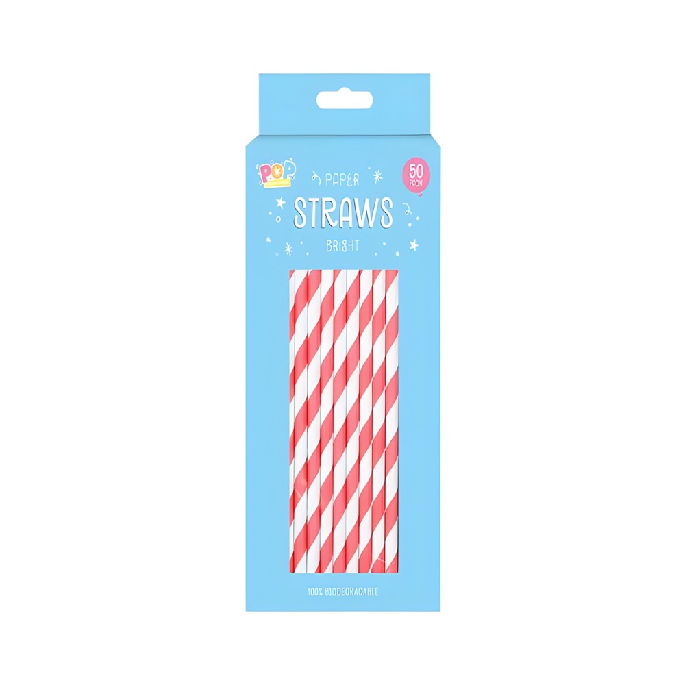 Bright Candy Stripe Paper Drinking Straws | Assorted Colours, Pack of 60