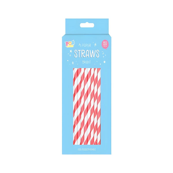 Bright Candy Stripe Paper Drinking Straws | Assorted Colours, Pack of 60
