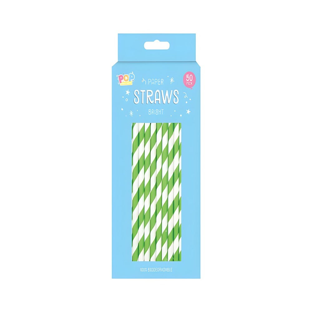 Bright Candy Stripe Paper Drinking Straws | Assorted Colours, Pack of 60